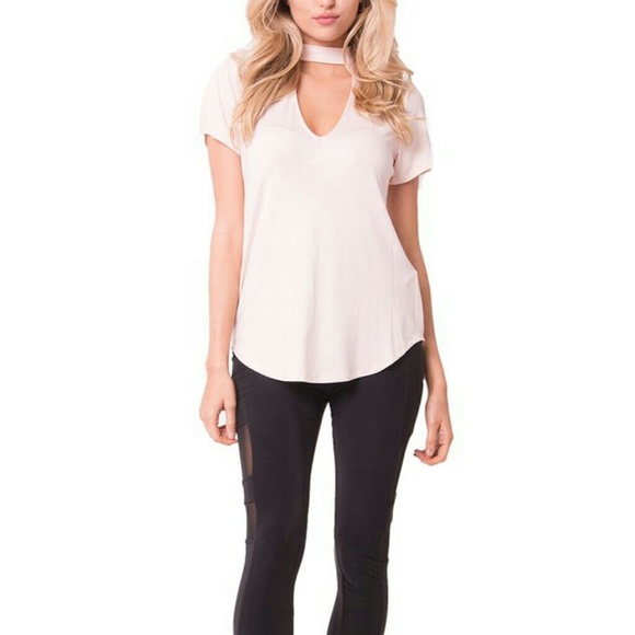Tops - Blush Choker Neck Tee
